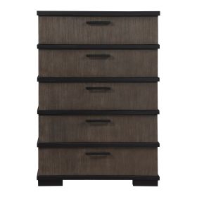 Two-Tone Brown Black Finish Drawers Chest 1pc Modern Industrial Design Bedroom Furniture