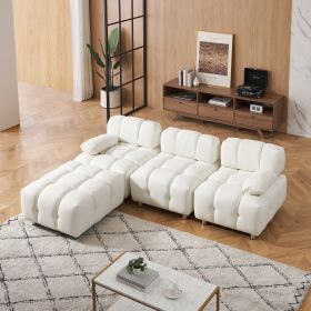 A 90.60-inch technology cloth beige sofa, waterproof, stain and cat scratch resistant