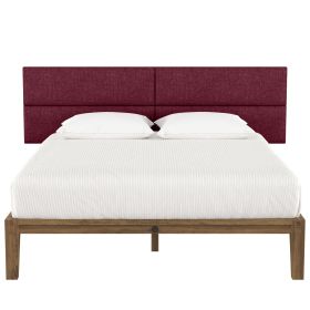 Jaxx Panelist Modern Padded Headboard – Set of 4 Wall Mounted Panels (Each 11.25" x 38") - King, Vino Red Microvelvet