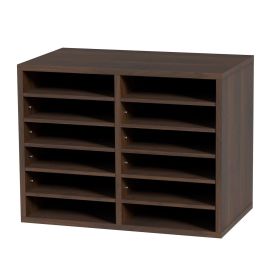 VEVOR Literature Organizers, 12 Compartments Office Mailbox with Adjustable Shelves, Wood Literature Sorter 20.4x12x16.1 inches for Office, Home