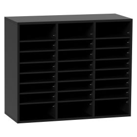 VEVOR Wood Literature Organizer, 24 Compartments, File Sorter with Removable Shelves, Mailboxes Slot for Office Home Classroom Mailrooms Organization