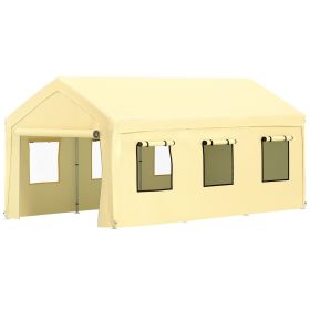 VEVOR Carport Canopy Car Canopy 10 x 20ft w/ 8 Legs Sidewalls Windows Yellow
