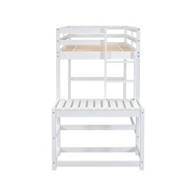 Twin Size High Loft Bed with Ladder landing Platform, Ladders, Guardrails,White