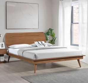 Country Casual Style Full Size Platform Bed with Oval Headboard 1pc Wooden Bedroom Furniture