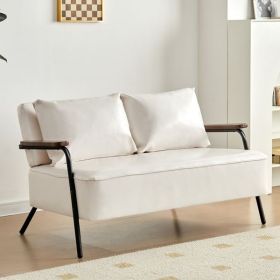44' W Small Loveseat Sofa Couch Faux Leather Modern Futon Sofa Bed with Wider Seat Depth Upholstered 2-seat Love Seats Sleeper Sofa for Living Room Be