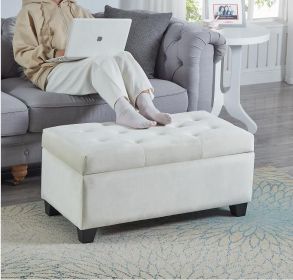 Upholstered storage rectangular bench for Entryway Bench,Bedroom end of Bed bench foot of the Bed,Bench Entryway,Light beige Velvet Fabric