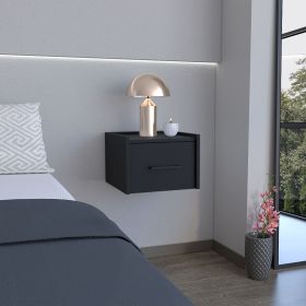 Yorktown Floating Nightstand, Space-Saving Design with Handy Drawer and Surface, Black